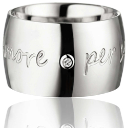 GILARDY AMORE PER SEMPRE Ring silver curved stainless steel diamond I engraving "Amore per sempre"
