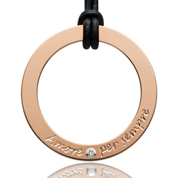 GILARDY AMORE PER SEMPRE pendant rosé gold/champagne circle diamond I engraving "Amore per sempre"