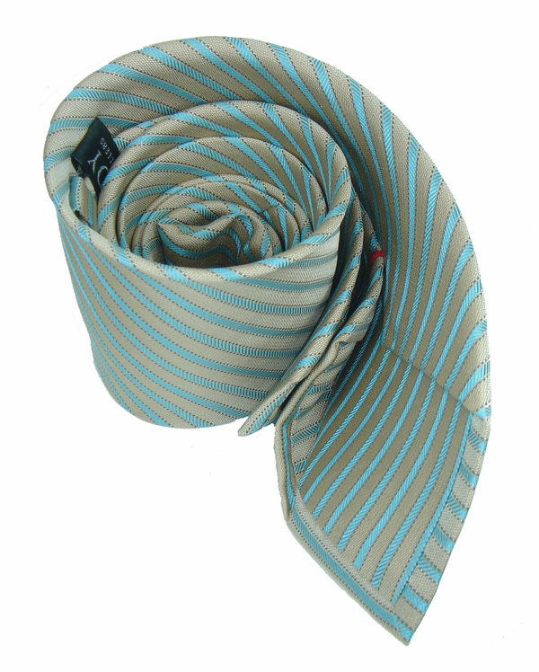GILARDY Krawatte beige mit hellblauen Streifen