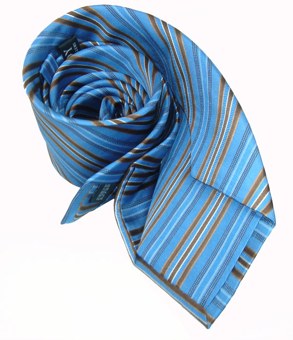 GILARDY Seven-Fold Krawatte blau mit braunen Streifen