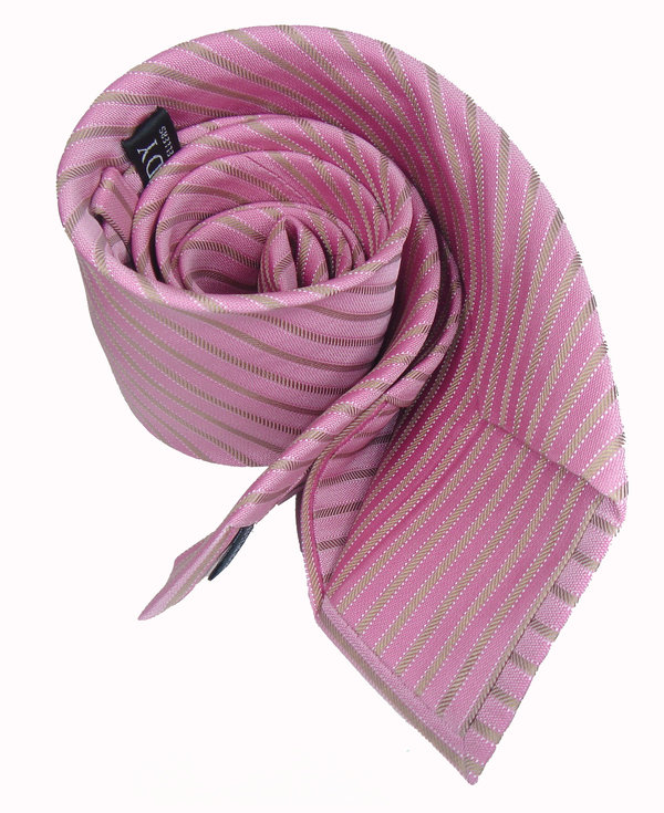 GILARDY Seven-Fold Krawatte rosa mit beigen Streifen
