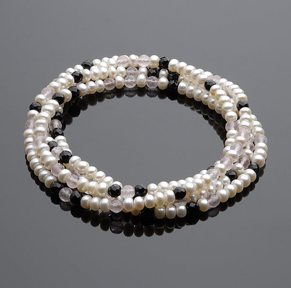 GILARDY Perlenkette mit Onix und Rosaquarz