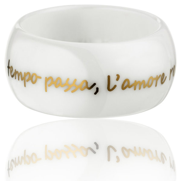 GILARDY AMORE PER SEMPRE ring white ceramic I Yellowgold "Il tempo passa, l'amore resta"