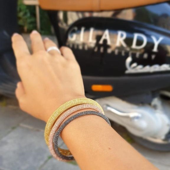 Gilardy Sparkle Armband aus 925 Sterlingsilber rosévergoldet breit Ø6,5mm - GSP-BR3RG19