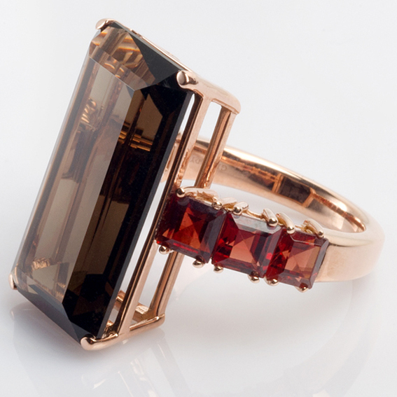 GILARDY MUSA Ring 18Ct rosé gold with cairngorm and garnet