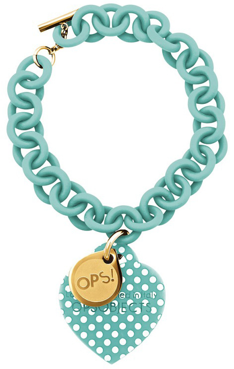 OPS!OBJECTS Bracelet turquoise with white OPSBR-39-1800points stainless steel yeloowgold plated