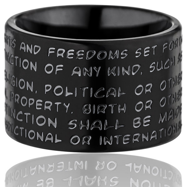 GILARDY HUMAN RIGHTS Ring R2 flat stainless steel black