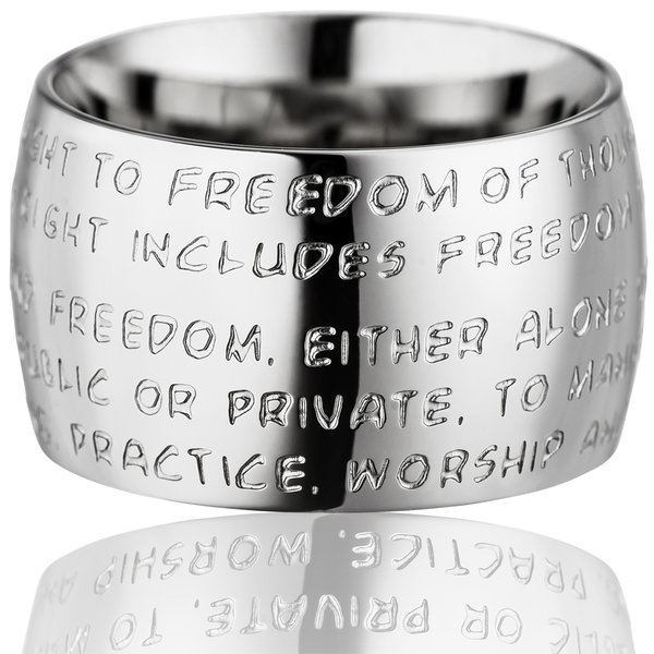 GILARDY HUMAN RIGHTS Ring R1 curved stainless steel silver