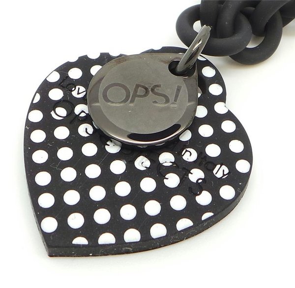 OPS!OBJECTS Love Armband Schwarz mit weißen Punkten Stahl OPSBR-30-1800
