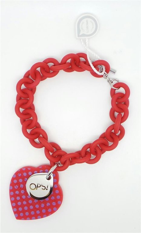 OPS!OBJECTS Love Armband Rot mit lila Punkten Stahl OPSBR-35-1800