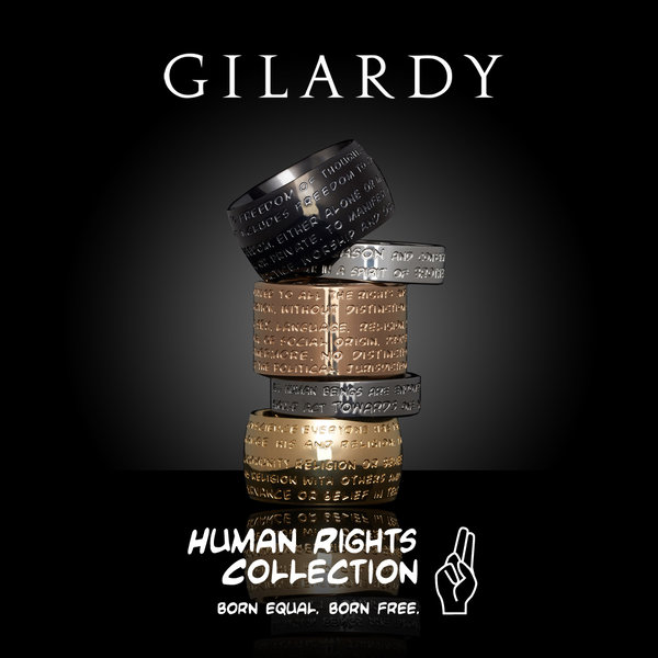 GILARDY HUMAN RIGHTS Ring R3 flach Edelstahl Roségold/Champagner