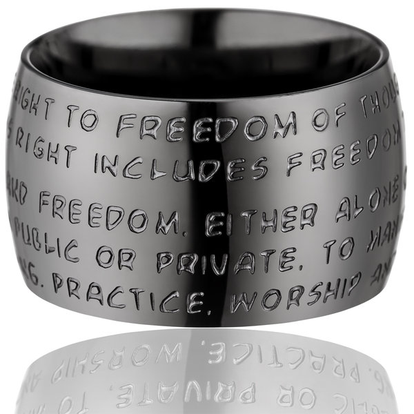 GILARDY HUMAN RIGHTS Ring R1 curved stainless steel dark grey