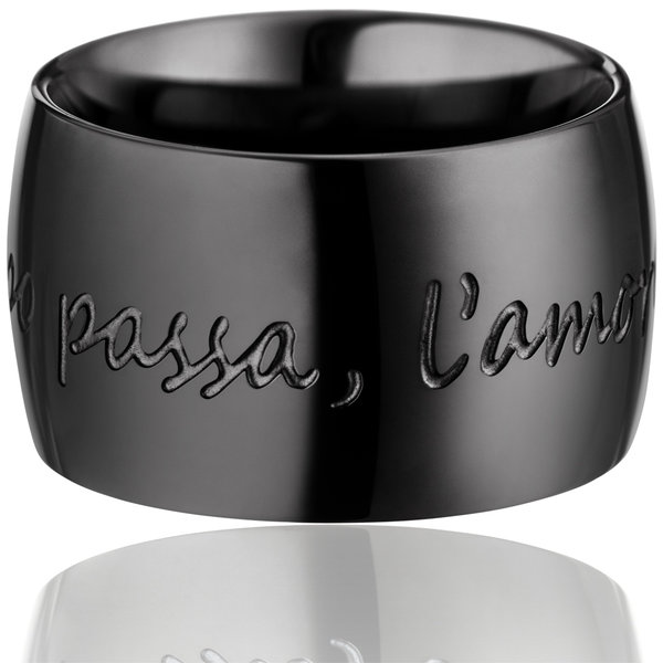 GILARDY AMORE PER SEMPRE Ring black curved stainless steel I "Il tempo passa, l'amore resta"