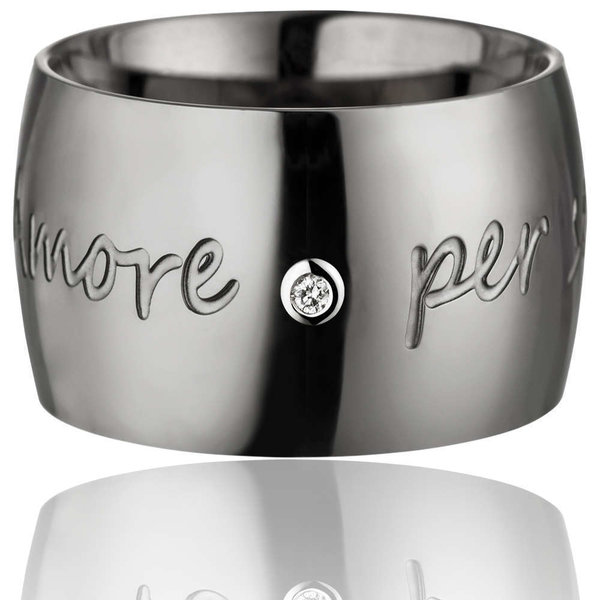 GILARDY AMORE PER SEMPRE Ring dark grey curved stainless steel diamond I "Amore per sempre"