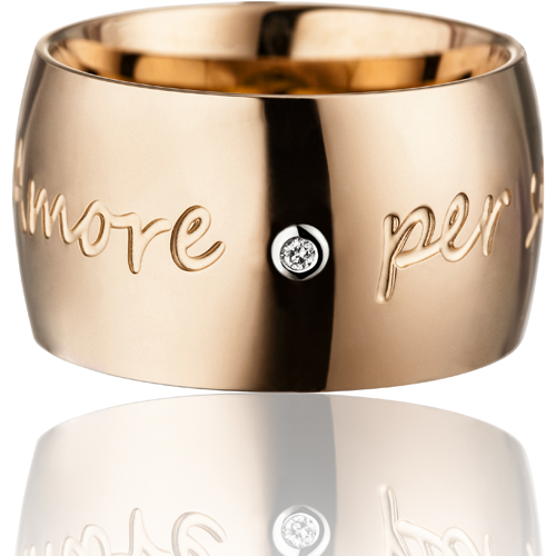 GILARDY AMORE PER SEMPRE Ring champagne curved stainless steel diamond I "Amore per sempre"
