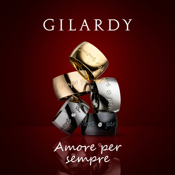 Gilardy Ring Edelstahl rosé/champagner mit Liebes-Gravur und Diamant I Amore per Sempre