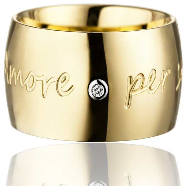 GILARDY AMORE PER SEMPRE Ring yellowgold curved stainless steel diamond I "Amore per sempre"