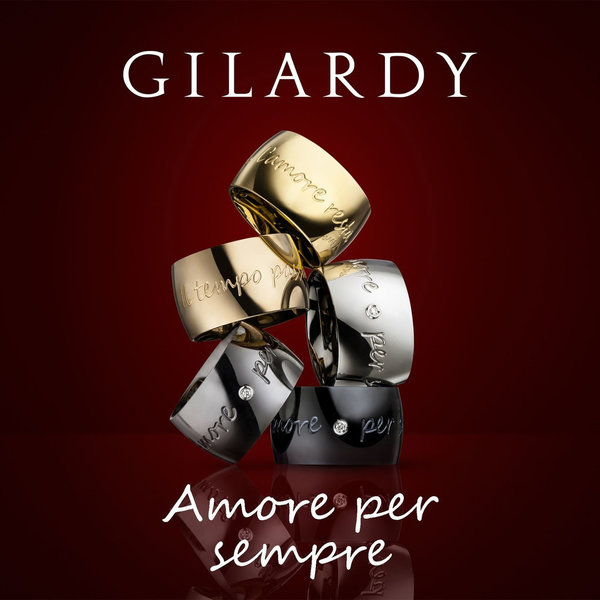 Gilardy Kreis-Anhänger Diamant Silber Liebes-Gravur und Lederband I Amore per sempre